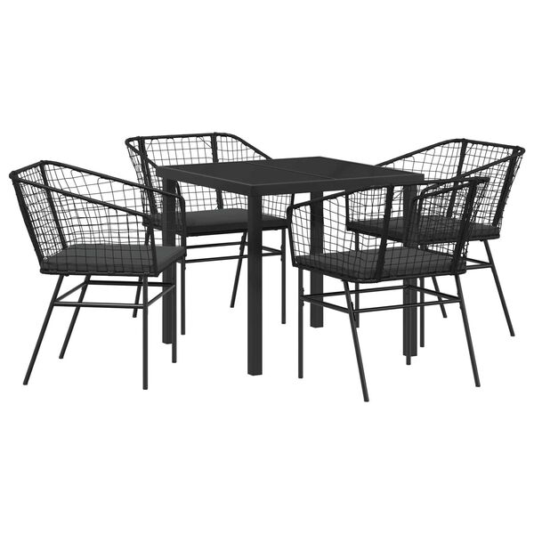 vidaXL Ensemble de salle &agrave; manger pour jardin 5 pcs Noir polyrotin