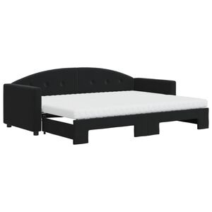 vidaXL Lit de jour avec lit gigogne et matelas noir 80x200 cm velours