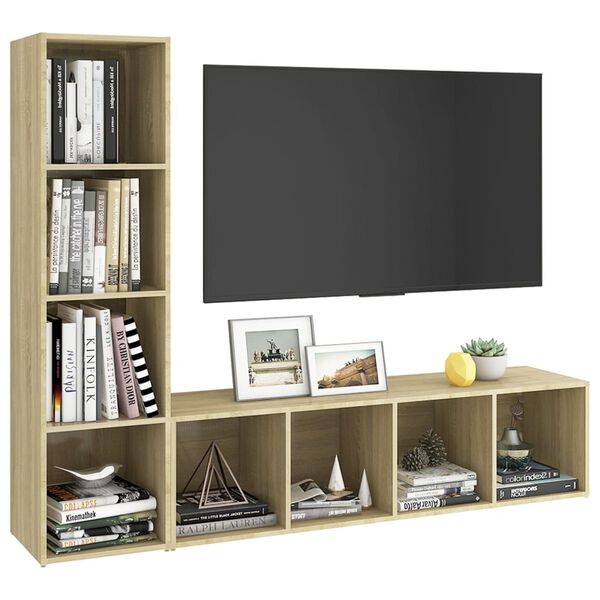 vidaXL Meubles TV 2 pcs Chêne sonoma 142,5x35x36,5cm Bois d'ingénierie