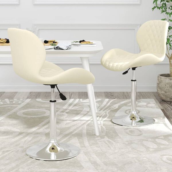 vidaXL Chaises pivotantes &agrave; manger lot de 2 Cr&egrave;me Velours