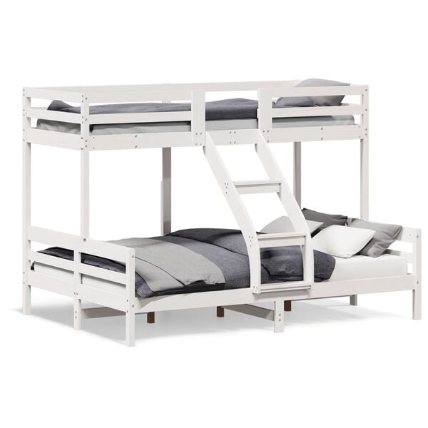 vidaXL Lit superposé sans matelas 90x200/140x200 cm blanc bois massif