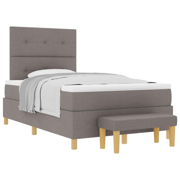 vidaXL Lit &agrave; ressorts avec matelas Taupe 120 x 190 cm tissu