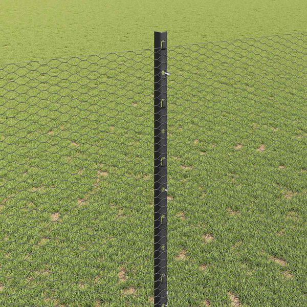 vidaXL Cl&ocirc;ture avec poteau Gris 1,4 x 10 m Acier et PVC