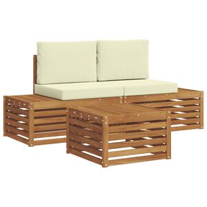 vidaXL Ensemble de canap&eacute;s d'ext&eacute;rieur avec coussin Naturel et Cr&egrave;me