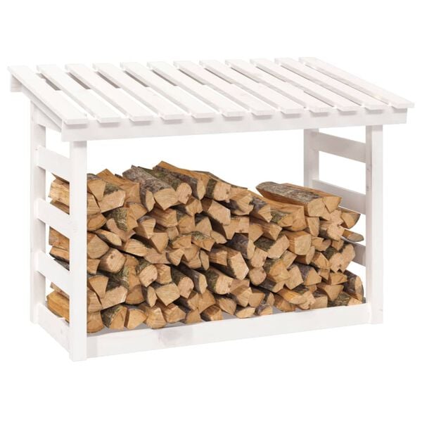 vidaXL Support pour bois de chauffage Blanc 108x64,5x78 cm Bois de pin