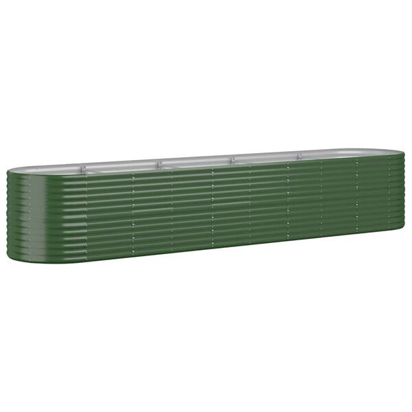 vidaXL Lit sur&eacute;lev&eacute; de jardin Acier galvanis&eacute; 368x80x68 cm Vert