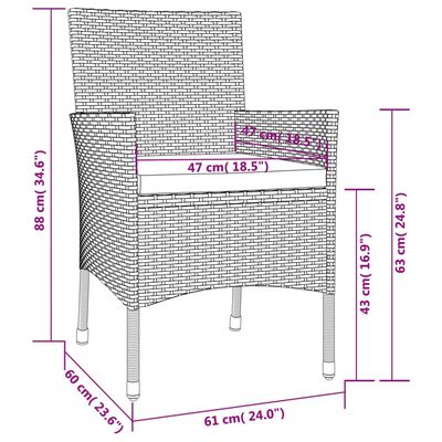 vidaXL Ensemble à manger jardin 9pcs et coussins noir résine tressée