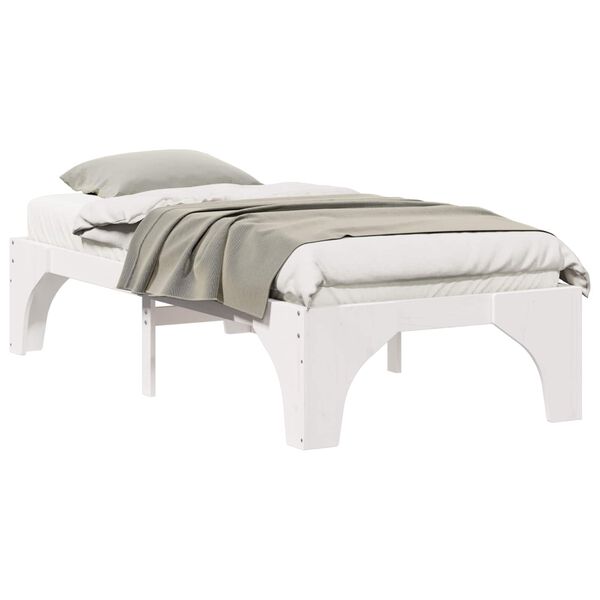vidaXL Cadre de lit Blanc 100 x 200 cm Pin massif