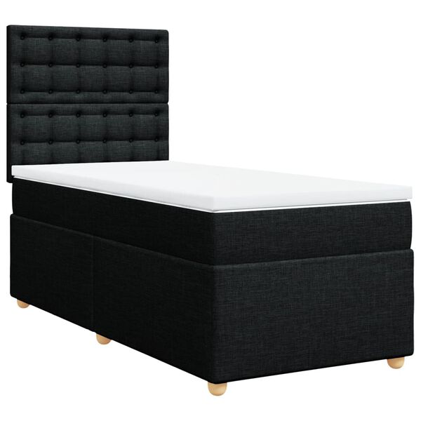 vidaXL Sommier &agrave; lattes de lit avec matelas Noir 100x200 cm Tissu