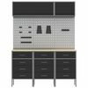 vidaXL Ensemble de placards de travail avec tiroir 8 pcs Noir