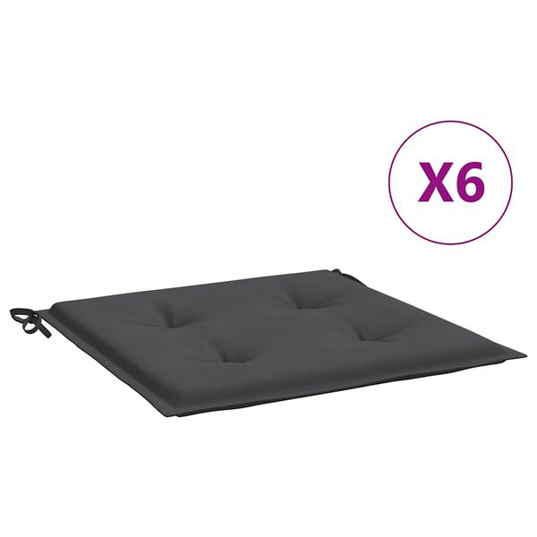 vidaXL Coussins de chaise de jardin lot de 6 anthracite 50x50x4 cm