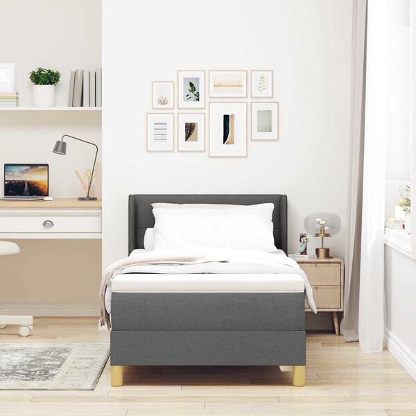 vidaXL Lit &agrave; ressorts avec matelas Gris fonc&eacute; 200 x 90 cm Polyester