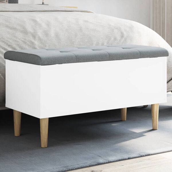 vidaXL Banc de rangement blanc 82x42x46 cm bois d'ing&eacute;nierie