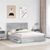 vidaXL Lit de Rangement Gris Sonoma 150 x 200 cm Bois d'ing&eacute;nierie