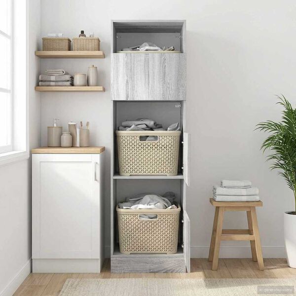 vidaXL Armoire &agrave; Laver Gris Sonoma 50 x 68 x 162 cm Bois d'ing&eacute;nierie