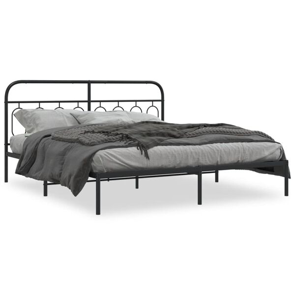 vidaXL Cadre de lit métal sans matelas avec tête de lit noir 183x213cm