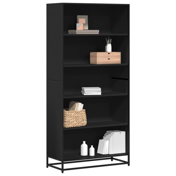 vidaXL Biblioth&egrave;que noir 80,5x35x170,5 cm bois d'ing&eacute;nierie