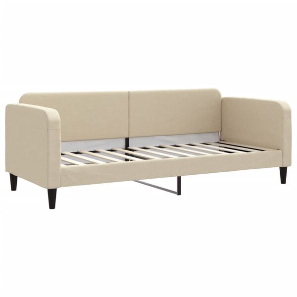 vidaXL Lit de jour avec gigogne et matelas cr&egrave;me 80x200 cm tissu