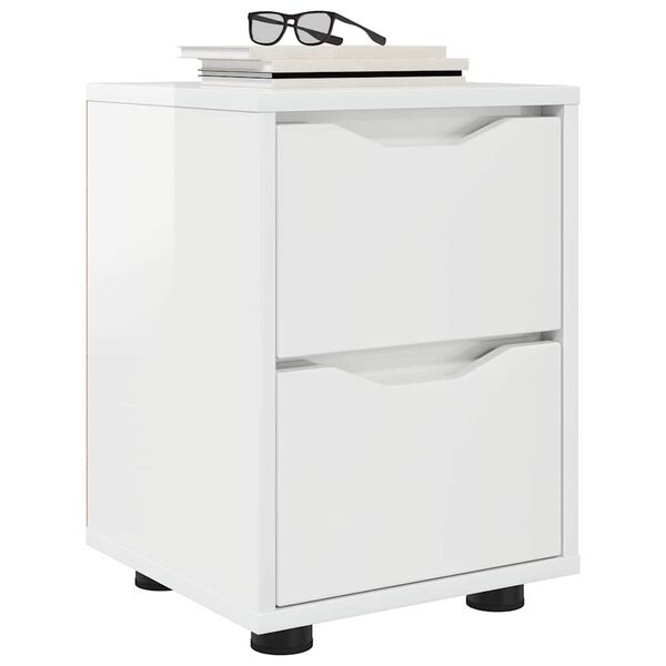 vidaXL Table de chevet avec tiroir Blanc brillant 30,5 x 30 x 43 cm