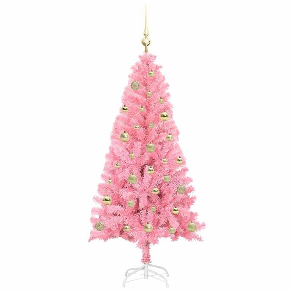 vidaXL Sapin de No&euml;l avec 150 LED avec support Rose 150 cm PVC