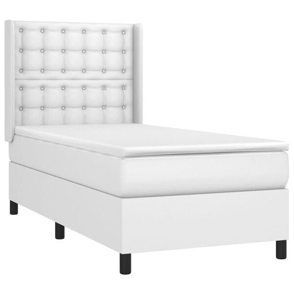 vidaXL Sommier à lattes de lit avec matelas Blanc 80x200 cm Similicuir