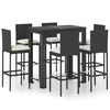 vidaXL Ensemble de bar d'ext&eacute;rieur 7 pcs coussins R&eacute;sine tress&eacute;e Noir