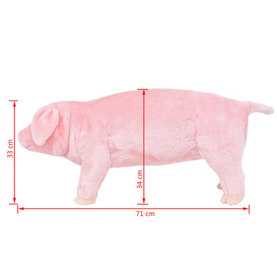 Peluche petit cochon noir et rose 20 cm