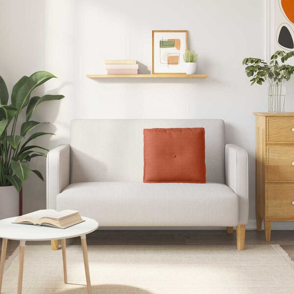 vidaXL Coussin de Dos Rouge orange 50 x 45 cm Tissu en velours c&ocirc;tel&eacute;