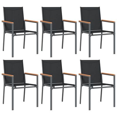 vidaXL Ensemble à manger de jardin 7 pcs noir textilène et acier