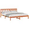 vidaXL Cadre de lit avec t&ecirc;te de lit Brun cire 200 x 200 cm Pin massif
