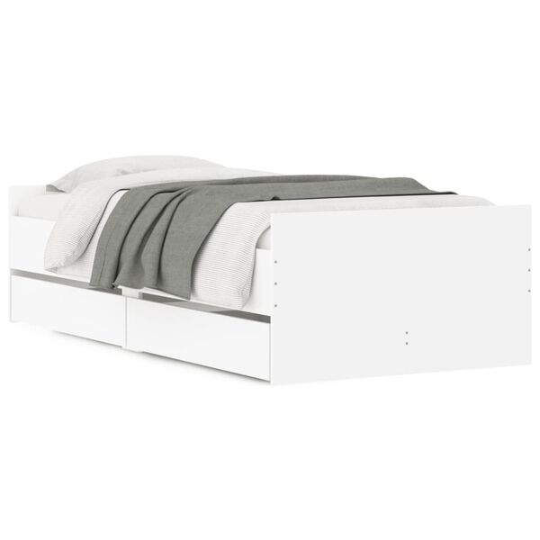 vidaXL Cadre de lit avec tiroirs sans matelas blanc 100x200 cm