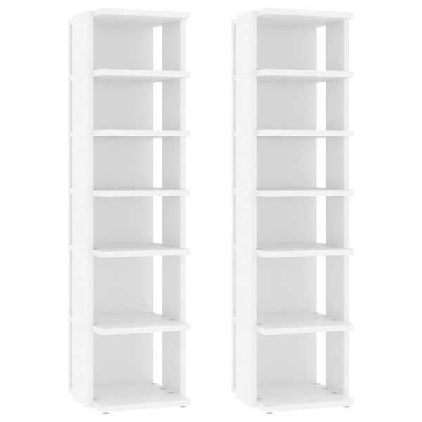 vidaXL Armoires &agrave; chaussures 2 pcs Blanc 27,5x27x102cm bois ing&eacute;nierie