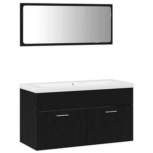 vidaXL Ensemble de mobilier de salle de bain 3 pi&egrave;ces Ch&ecirc;ne noir