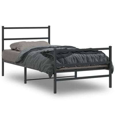 vidaXL Cadre de lit métal sans matelas et pied de lit noir 100x200 cm