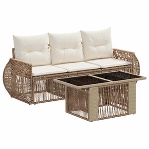vidaXL Ensemble de canap&eacute; de jardin 4 pc Beige et blanc cr&egrave;me