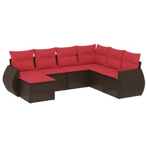 vidaXL Ensemble de canap&eacute; de jardin 7 pcs avec coussins marron r&eacute;sine tress&eacute;e