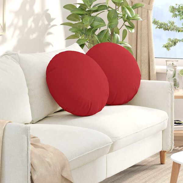 vidaXL Coussins de si&egrave;ge 2 pcs Rouge &Oslash;50 x 19 cm tissu