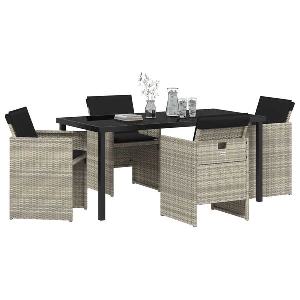 vidaXL Ensemble de salle &agrave; manger pour jardin 5 pcs Gris clair