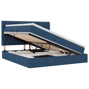 vidaXL Lit avec rangement et matelas Bleu 160 x 200 cm Polyester