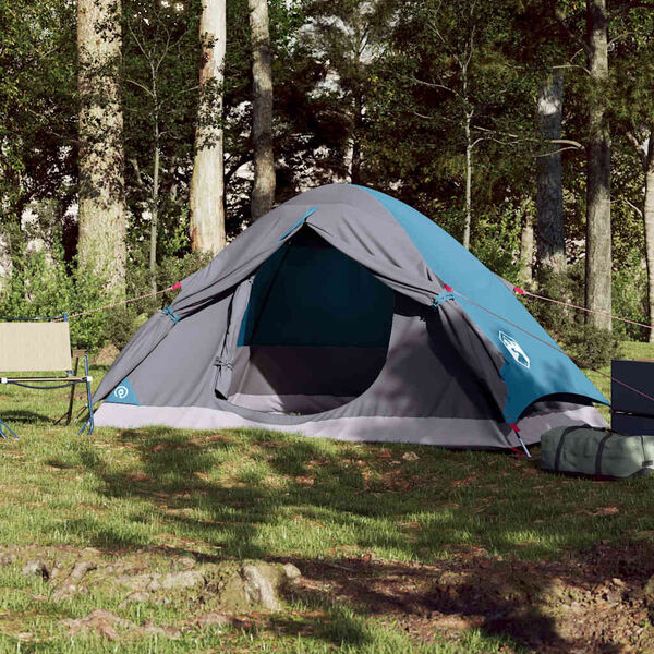 vidaXL Tente de camping &agrave; d&ocirc;me 4 personnes bleu imperm&eacute;able