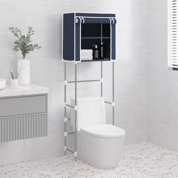 vidaXL Support de rangement 2 niveaux sur toilette Bleu 56x30x170 cm