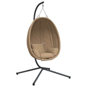 vidaXL Chaise suspendue en forme d'&oelig;uf et support taupe tissu et acier