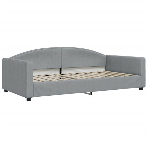 vidaXL Lit de jour avec gigogne et matelas gris clair 100x200 cm tissu