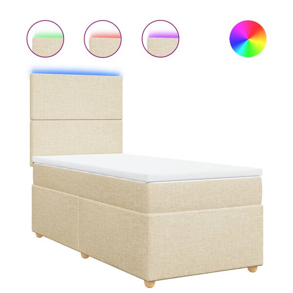 vidaXL Sommier &agrave; lattes de lit avec matelas Cr&egrave;me 80x200 cm Tissu