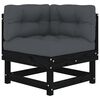 vidaXL Salon de jardin 6 pcs avec coussins noir bois massif