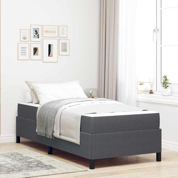 vidaXL Cadre de lit avec matelas Gris foncé 100 x 200 cm tissu