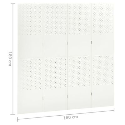 vidaXL Cloison de séparation 4 panneaux Blanc 160x180 cm Acier