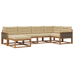 vidaXL Ensemble de canap&eacute;s d'ext&eacute;rieur 6 pc Naturel et Beige