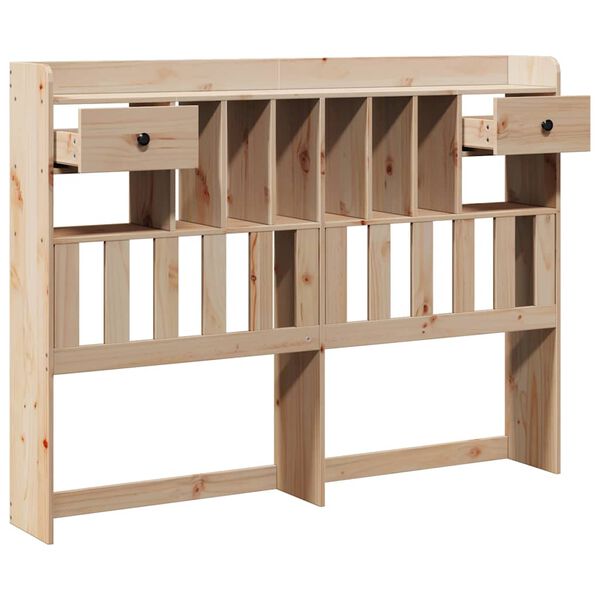 vidaXL T&ecirc;te de lit avec rangement 140 cm bois massif de pin