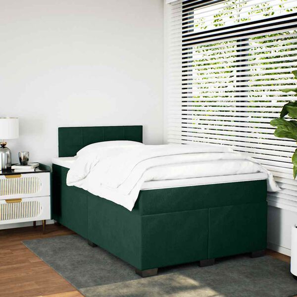 vidaXL Sommier &agrave; lattes de lit et matelas Vert fonc&eacute; 120x200cm Velours